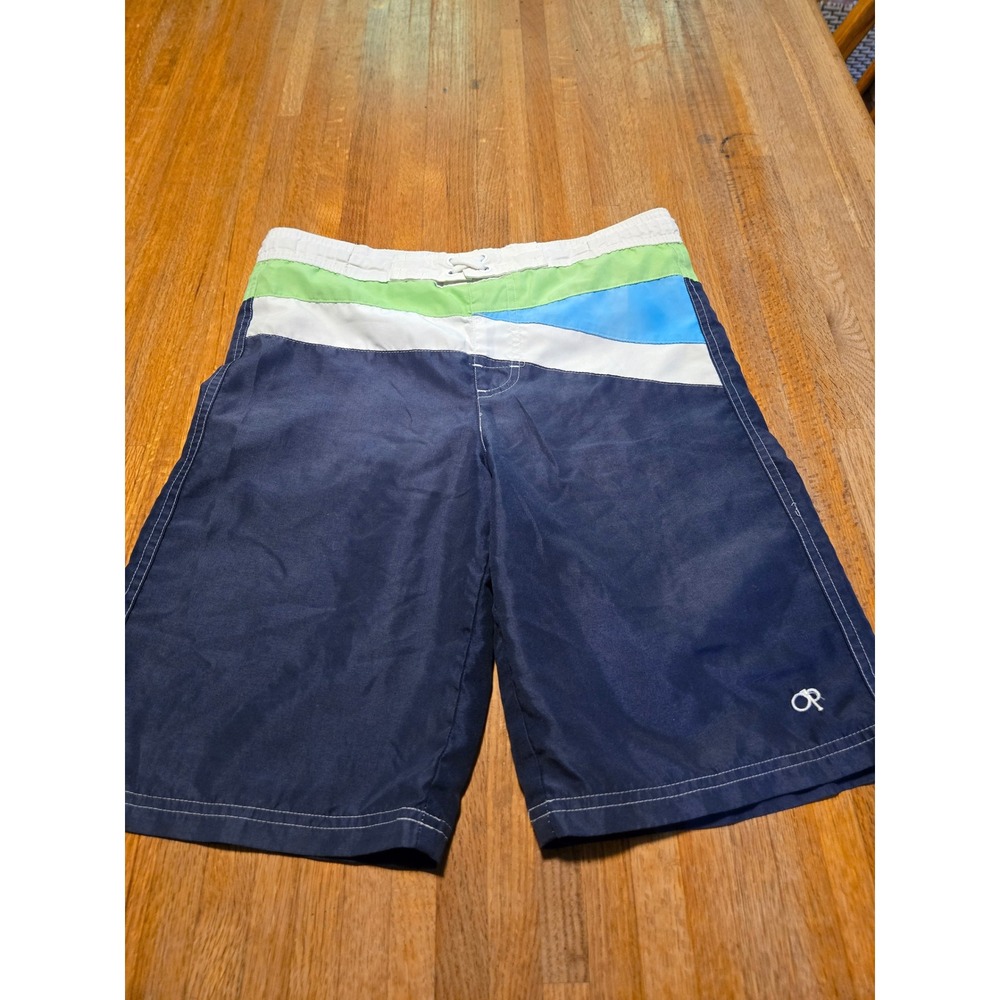 OP Ocean Pacific Boy Large 10-12 Blue Saphire Colorblock Board Short Swim Trunk